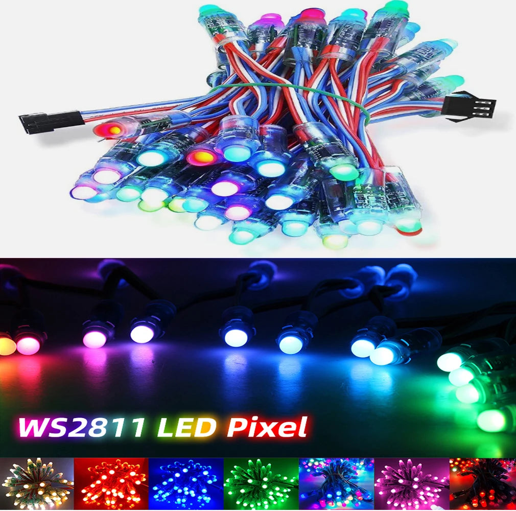 50pcs WS2811 2811 IC RGB Full Color 12mm Pixels Digital Addressable 5V 12V Dream Color LED Pixels Module IP68 Waterproof Light