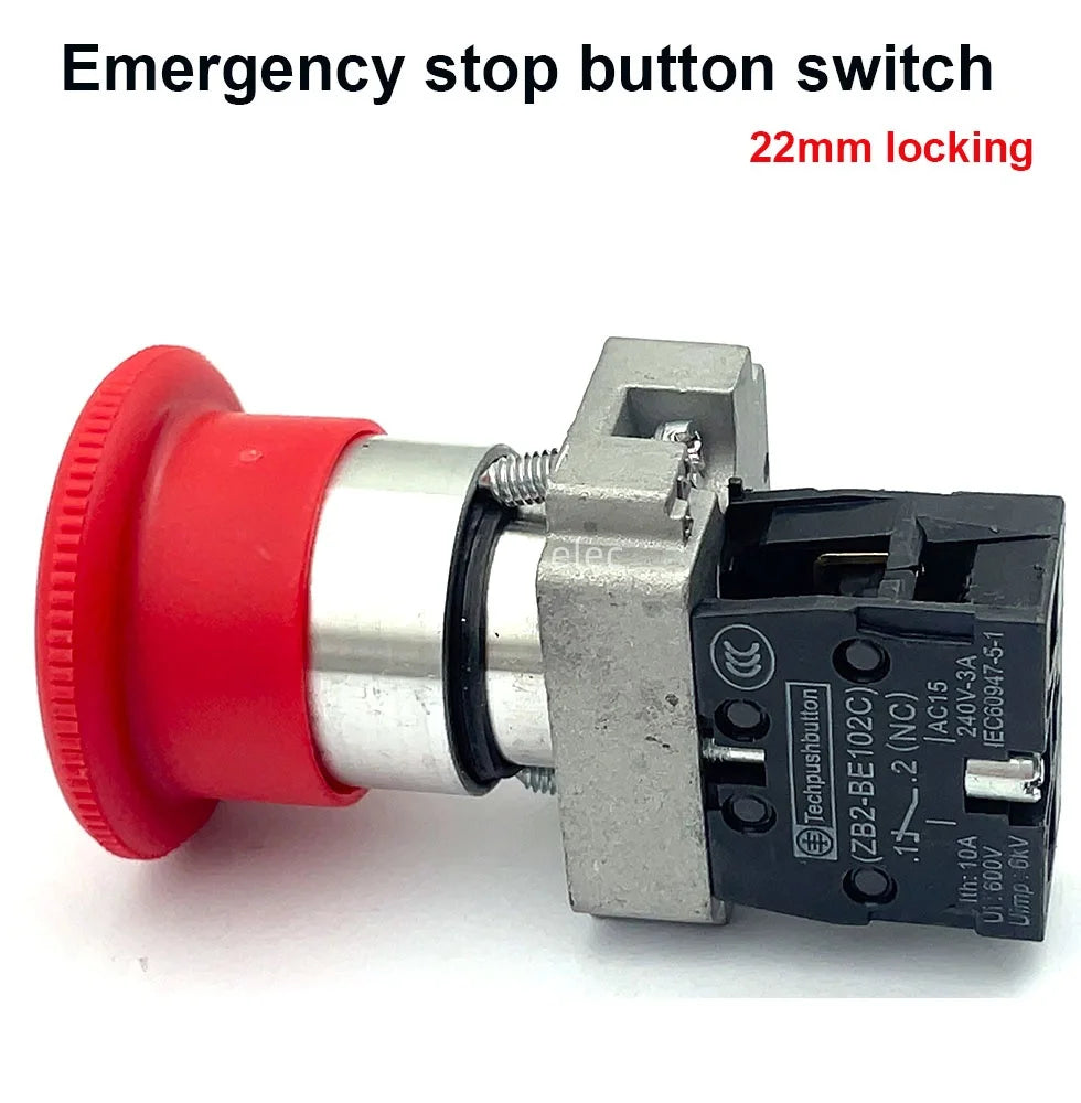 10PCS Emergency Stop Button Switch XB542 Self-Locking Stop XB2-BS545 Rotation Reset Mushroom Head Normally Open Normally Closed