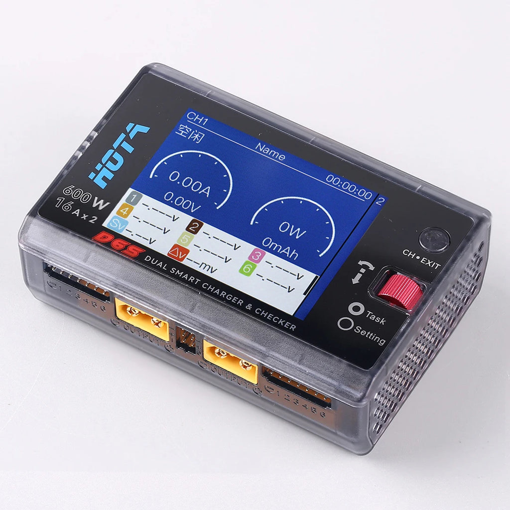 HOTA D6S RC Lipo Battery Charger Magnetic Suction Dual Channel Smart Balance 600W High Power 1-6S Smart Balance Charger