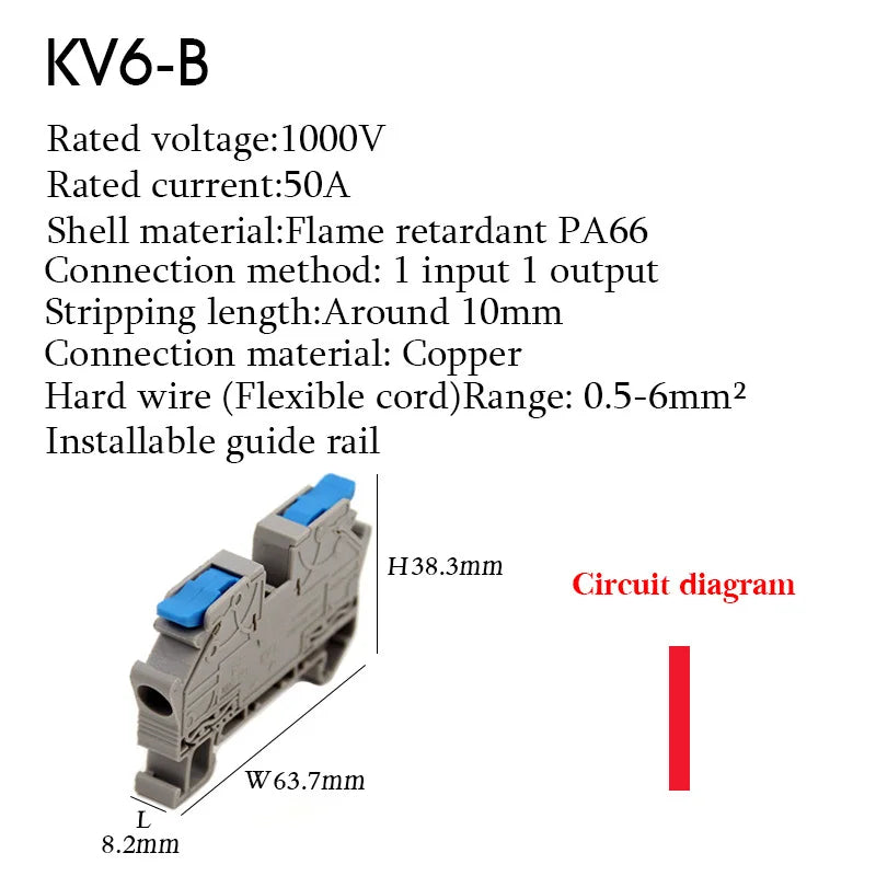 Wire Connectors Rail Type Electrical Quick Terminal Block Direct Insertion Instead Of UK ST PT Docking For Parallel Connection