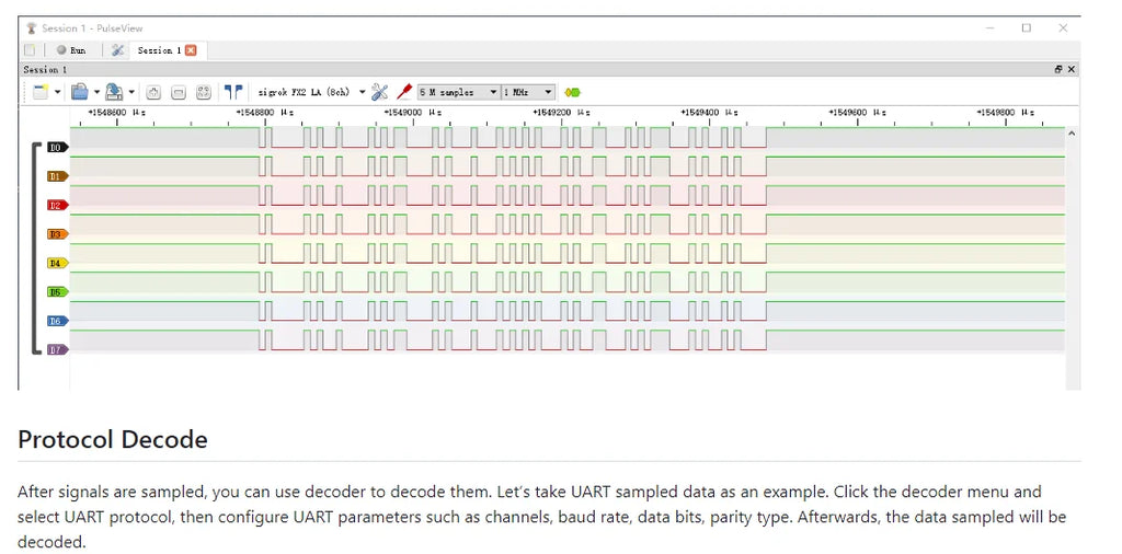 DLA Logic Analyzer ARM FPGA Debugging Tool Protocol Analysis 24MHz Sampling Rate 8 Channels Open Source Sigrok PulseView