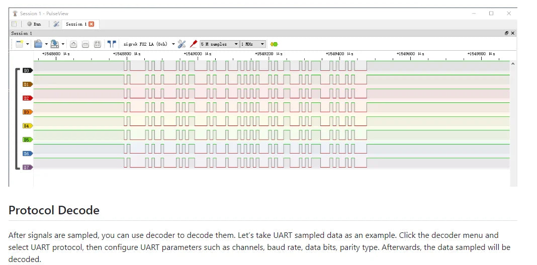 DLA Logic Analyzer ARM FPGA Debugging Tool Protocol Analysis 24MHz Sampling Rate 8 Channels Open Source Sigrok PulseView