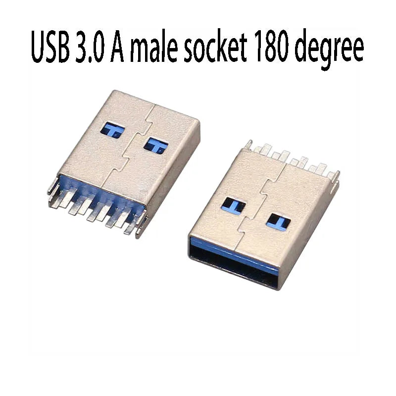 2PCS USB3.0 A Male 9P Socket 90 180 Degree Straight Insertion Connector Short Body Solder Board USB Unwelded PCB Usb Unsoldered