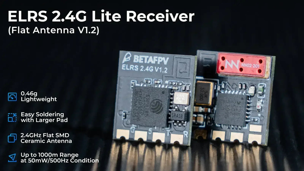 BETAFPV ELRS Lite 2.4G V1.2 Receiver Featuring ESP8285 MCU And SX1280 RF Chip With Flat Antenna For Micro Tiny Whoop Drone New