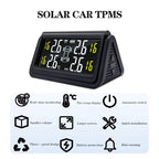 Solar Wireless Tire Pressure Monitoring System TPMS Auto Security Alarm Device Digital Colorful Display With 4 sensors
