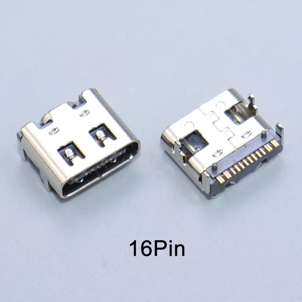 JCD 10PCS 2/6/16/24 Pin Type-C Charging Port USB-C Female Connector Charger Socket PCB Soldering SMD SMT DIY Repair Adapter