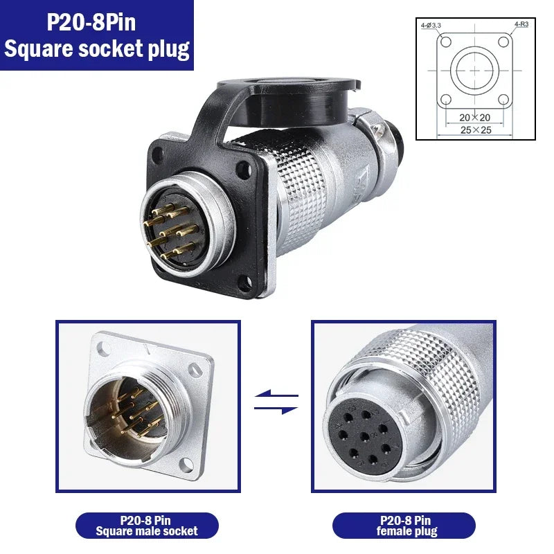 PLS20 Aviation Connector 2/3/4/5/6/7/8/9/10/12Pin Air Carrier Male Female Plug Connector WS20 TP20