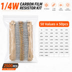 Carbon Film Resistor Kit 1/8W 1/4W 1/2W 1W 2W 3W 5W 5% 4 Band Through Hole Axial Lead Resistor DIY Electronic Components