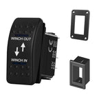 12V 20A Winch In Winch Out Switch DPDT Momentary (ON) OFF (ON) Rocker Switch 3 Position Blue Led Waterproof Reversing Switch