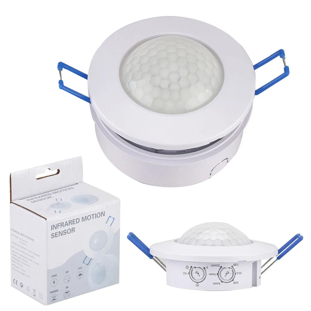 AC 220V-240V Human Body Infrared Sensor Switch 500-1200W LED Detector Smart Switches 3-200lux Adjustable Projection Light Sensor