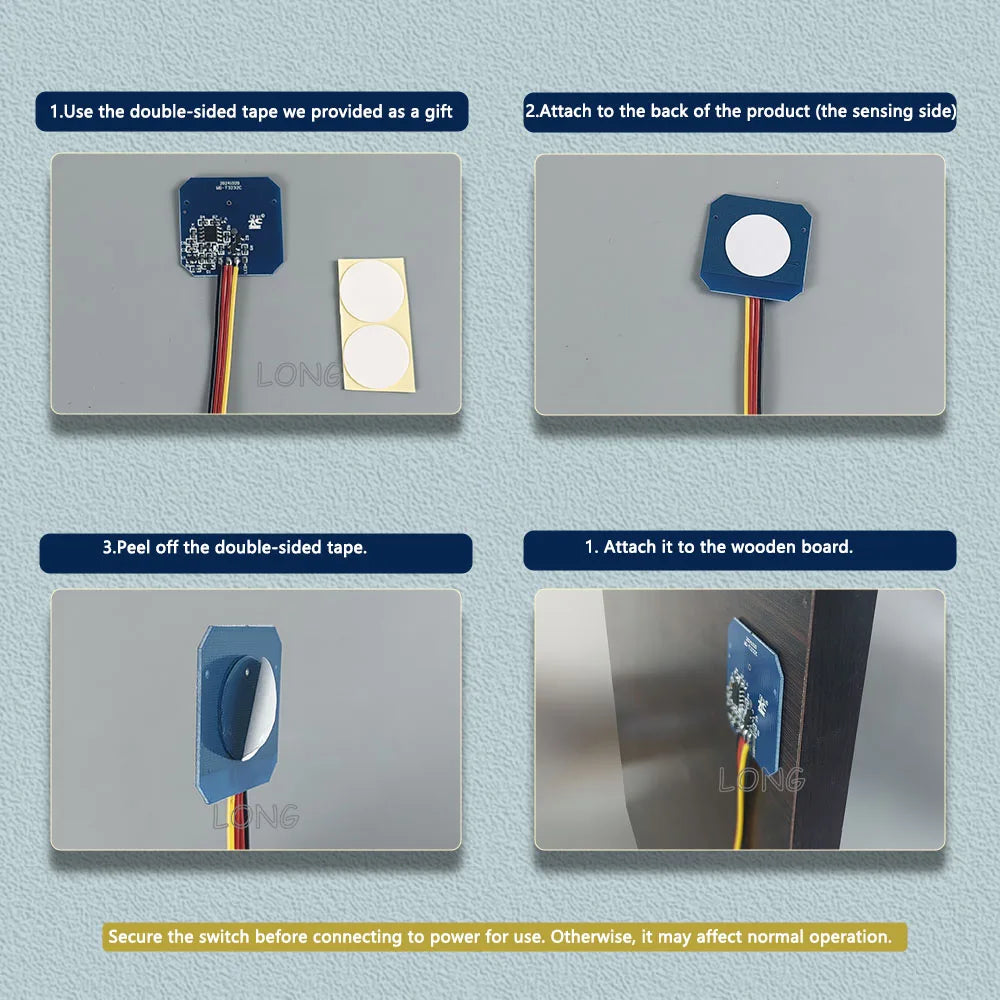 Drill-Free & Partitioned Touch Sensor - Multi-Function Wood Penetration Switch, DC5-24V for Wardrobe Cabinet Wooden Furniture,