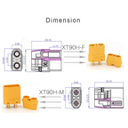 5 Pairs  XT90 XT-90 XT90H Male and Female Bullet Connector Plug for RC Lipo Battery Motor, ESC, and Charge Lead