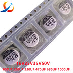 10PCS SMD Electrolytic Capacitors 16V 25V 35V 50V 100UF 220UF 330UF 470UF 680UF 1000UF Miniaturization Capacitors  NEW