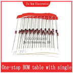 30 Values 1W Zener Diode Assorted Kit 3V 3.3V 3.6V 5.1V 5.6V 7.5V 10V 12V 13V 15V 16V 18V 20V 22V 24V 30V 33V 47V Assortment Set