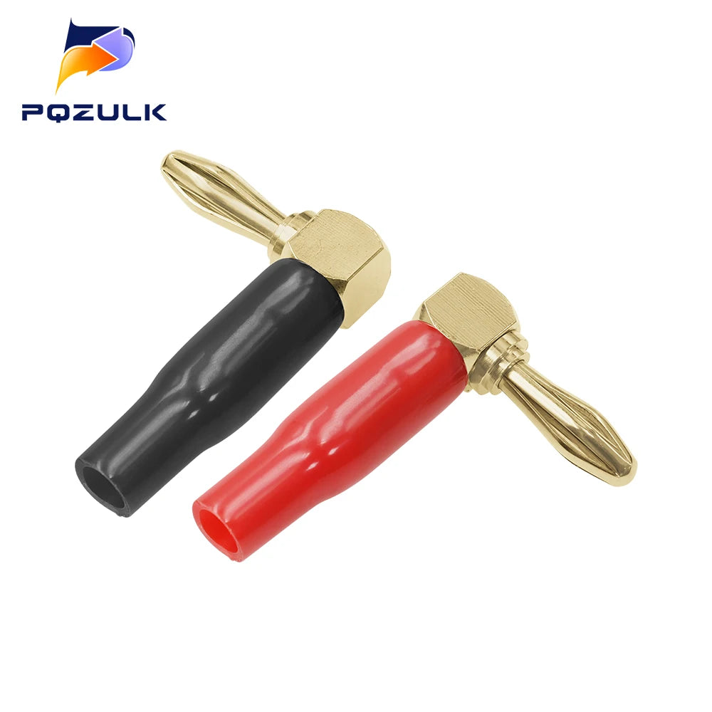 1PCS 4mm L-shaped Right Angle Banana Plug Soft Plastic Shell 90 Degree Banana Connector Red Black for Audio Video Speaker