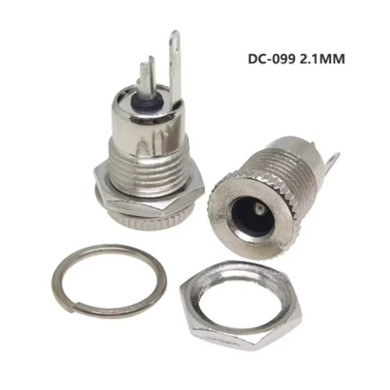 1-10pcs DC099 5.5 mm x 2.1mm DC Power Jack Socket 5.5*2.1 Female Panel Mount Connector 5.5*2.5mm Metal DC-099 Open Hole 11MM