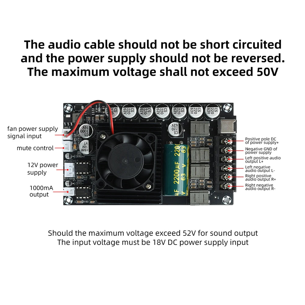 DC18-55V TPA3255 HIFI Digital Amplifier Module Dual-channel 300W*2 stereo Audio Speaker No Bluetooth interfere Pure sound
