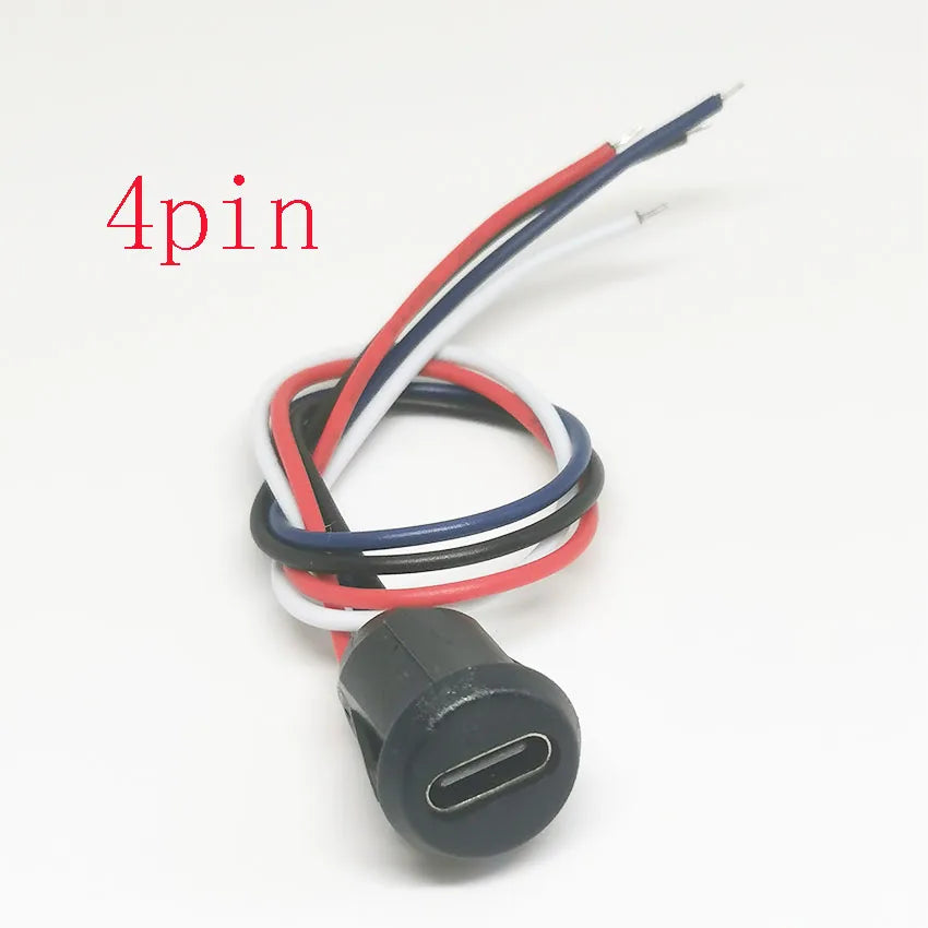 Type-C 2P/4P Glue Injection Direct Pressure Welding Wire Type Female Base USB Connector Adapter Type-C Waterproof Female Base