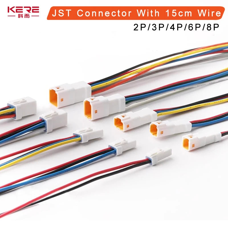 1 Set JST Automobile Car Waterproof Connector 2/3/4/6/8Pin Male&Female Harness Plug Socket with 15CM Wire 0.6MM JST02T/02R-JWPF