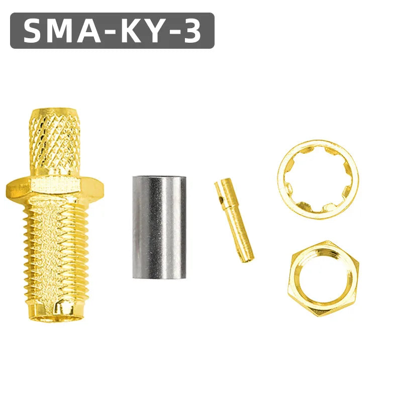 SMA Female RP-SMA Male Bulkhead Crimp Connector Gold-plated 50Ohms for RG58 RG142 SYV50-3 Cable