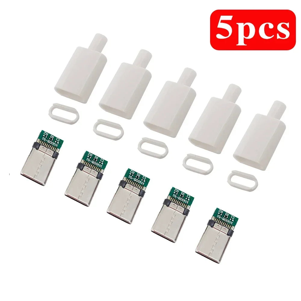 5/10Pcs TYPE C USB 3.1 24 Pin Male Plug Welding Connector Adapter with Housing Charging Plugs Data Cable Accessories Repair