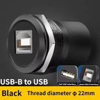 1PCS 22mmc Metal Round D-type Module B-USB USB-B B-A Printing Adapter Cabinet Fast