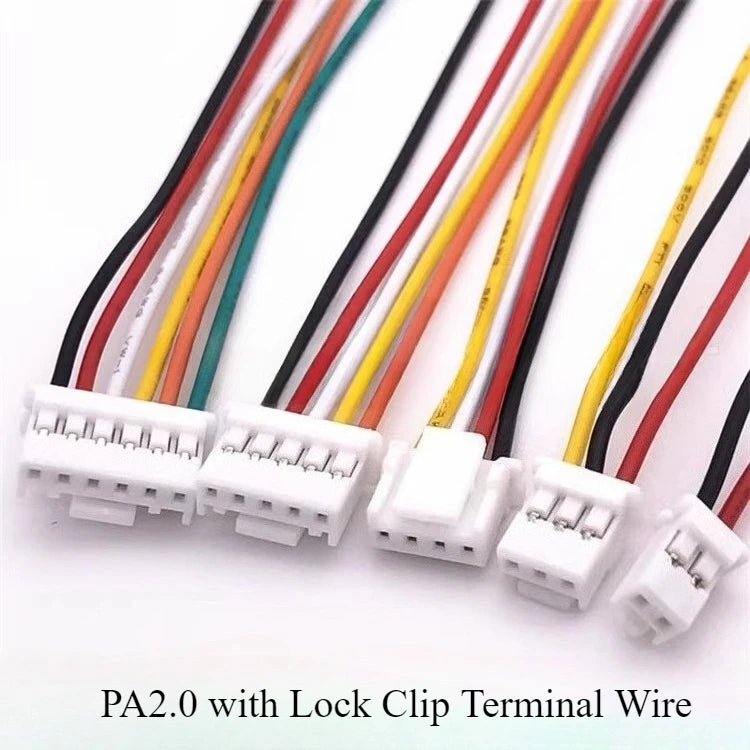10pcs JST PA2.0 Terminal Wire Harness 2P3P4p5P6P PAE2.0 26awg Single/Double 10/20/30cm Lock Electronic Connector Jumper Cable