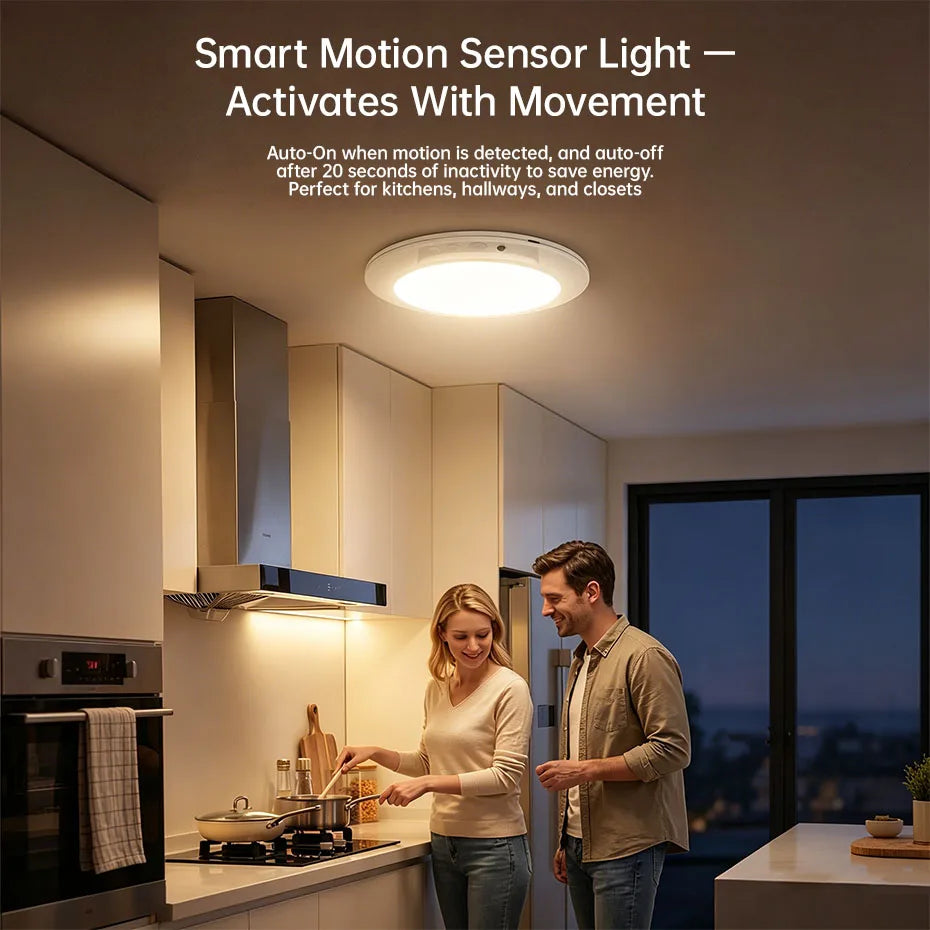 Magnetic Wireless Motion Sensor Ceiling Light USB Rechargeable 4000mAh Dimmable 3000K-6000K Remote Wall Lamp for Indoor