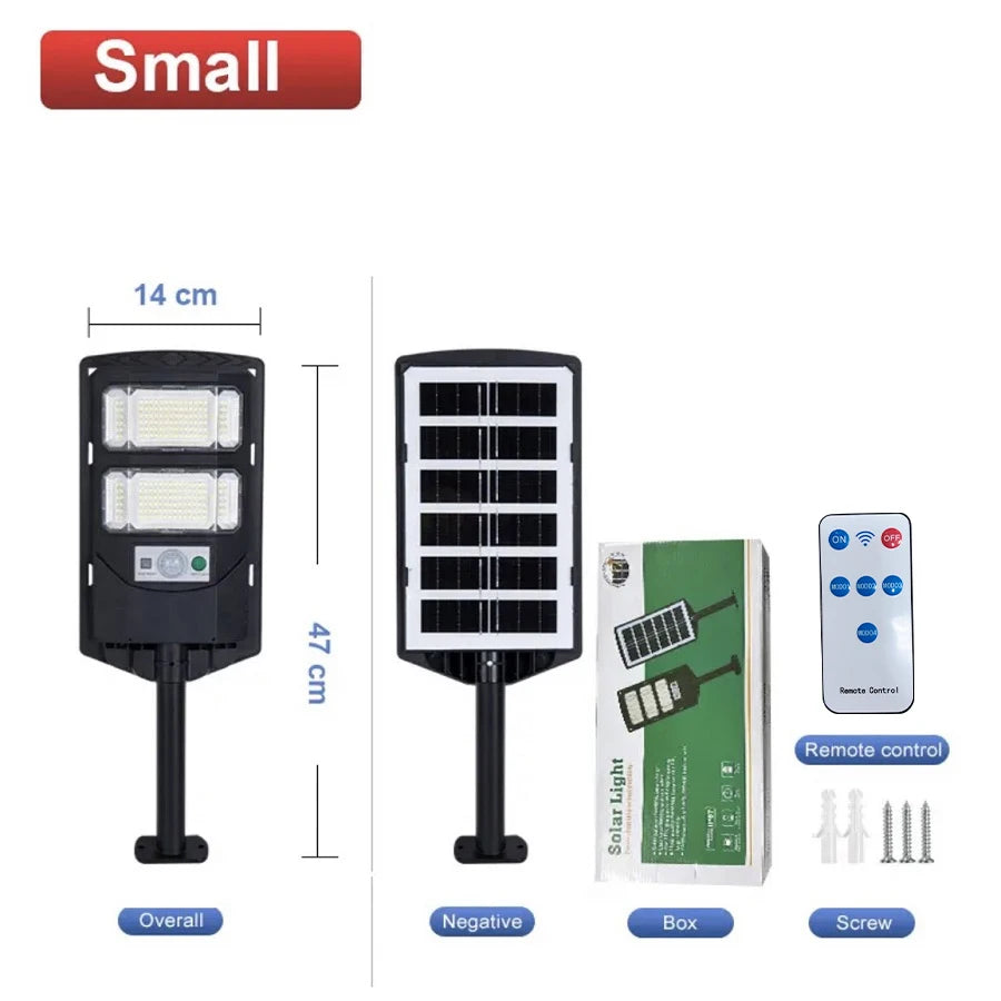 Powerful 150000W LED Solar Lights Outdoor Motion Sensor Solar Street Lamp Remote Control IPX67 Waterproof Street Garden Lantern