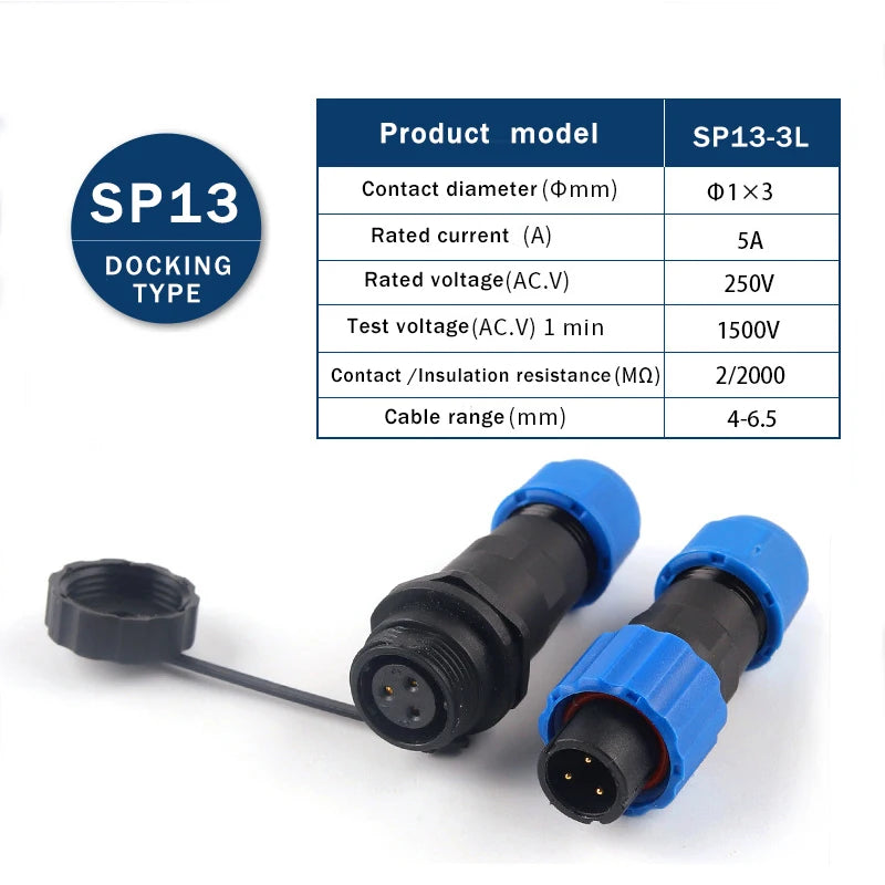 SP13 Waterproof Aviation Connector IP68 Cable to Cable In-line Plug Socket 2 3 4 5 6 7 9 Pin Circular Connector Adapter Kit