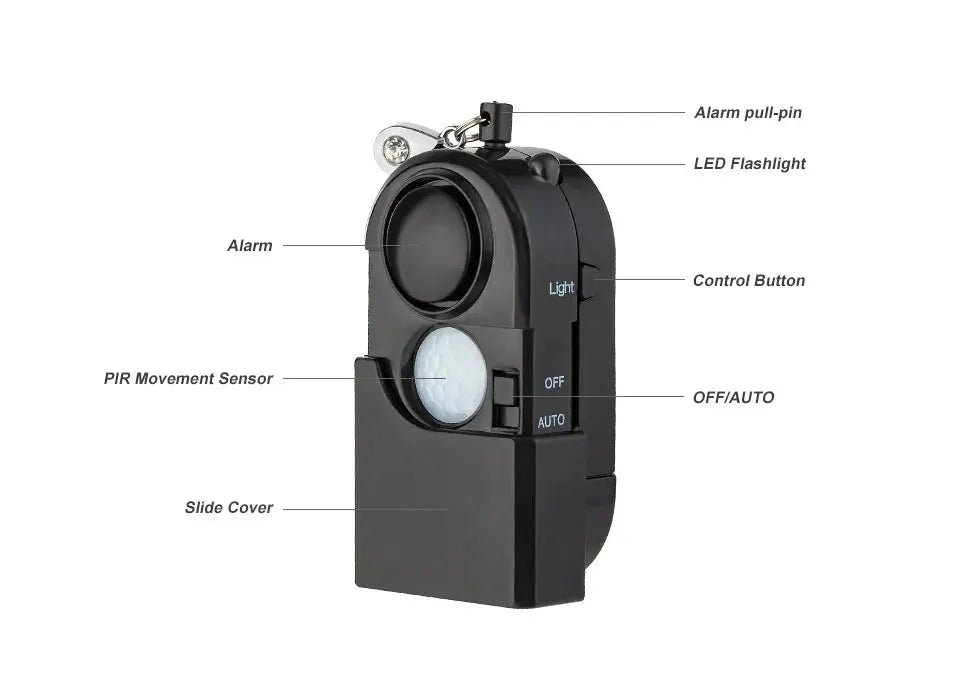 Portable Mini Motion Detector Alarm 120DB Siren SOS Flashligh LED Light Security Alarm For Travel Home Kids Safe Personal Alarms
