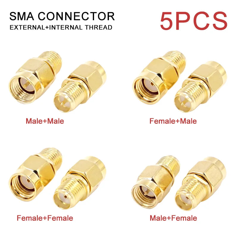 5/20/100PCS RP-SMA To SMA Connector Male Plug Female Jack Slide-on Straight RF Coax Adapter SMA Female To SMA Male Connector