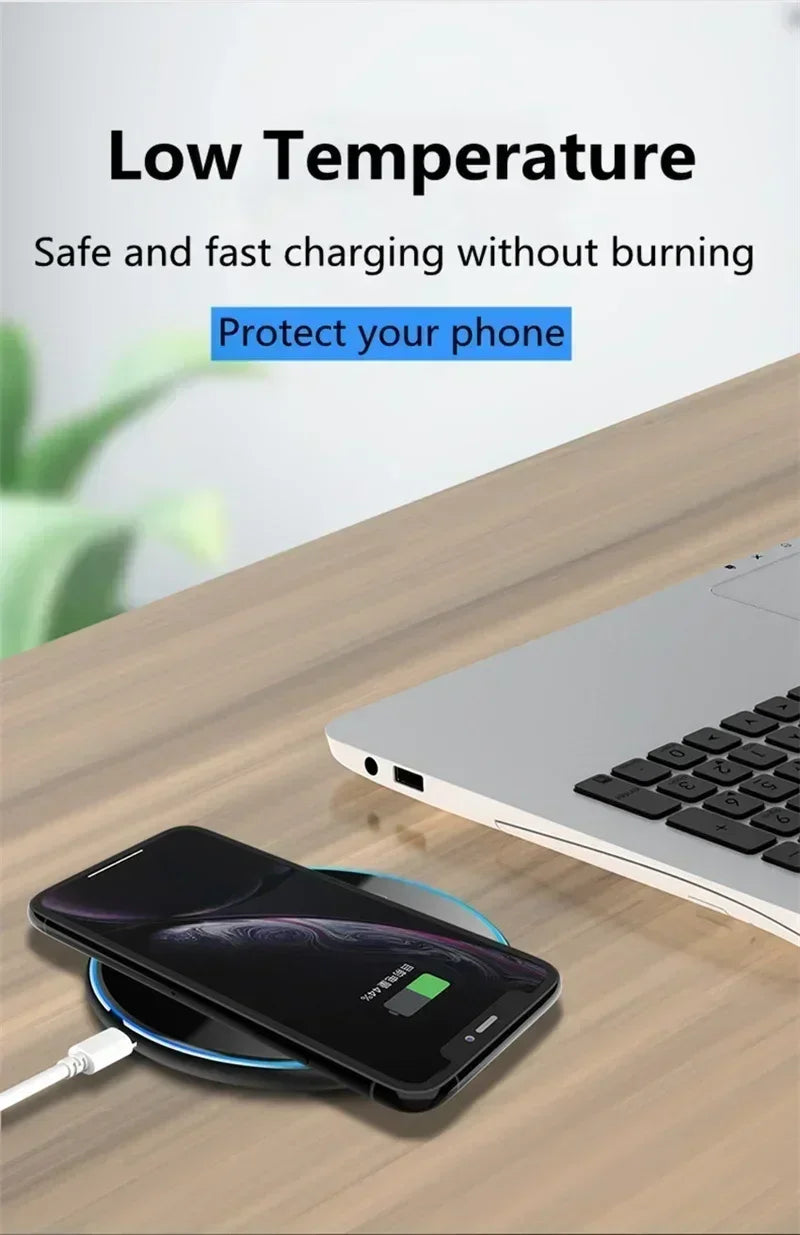Phone Acrylic Metal Wireless Charger Station Led Light for iPhone 16 15 14 13 12 Pro Max Samsung S24 Xiaomi Mini Fast Charging