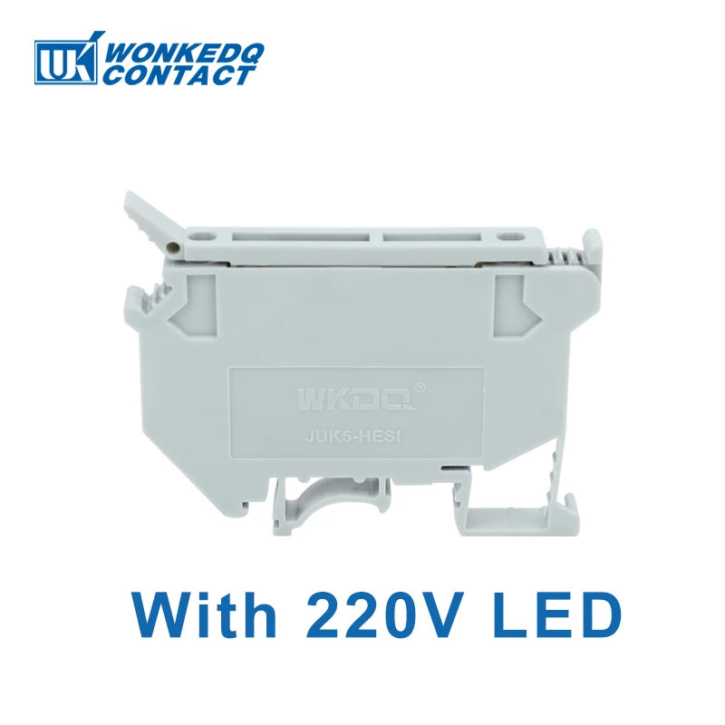 10Pcs UK5-HESI Screw Din Rail Terminal Block Fuse Holder 5*25mm 24V/220V LED With Disconnect Lever Wire Electrical Connector