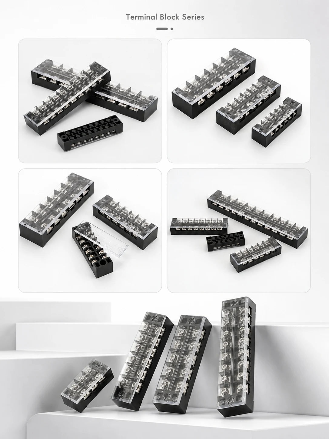 Screw Terminal Block TB Series Dual Row Barrier Strip 3/4/5/6/8/10/12P 15A 25A 45A 600V Panel Mount Electrical Wire Connector