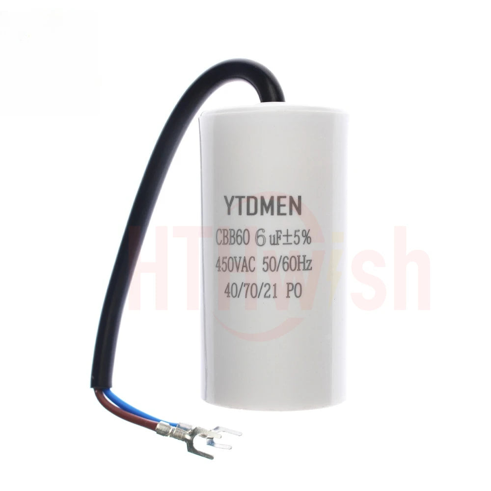 1pc CBB60 Motor Run Capacitors 5% for Washing Machine 450V 3UF 4UF 5UF 6UF 8UF 10UF 12UF 15UF 18UF 20U 450VAC Starting Capacitor
