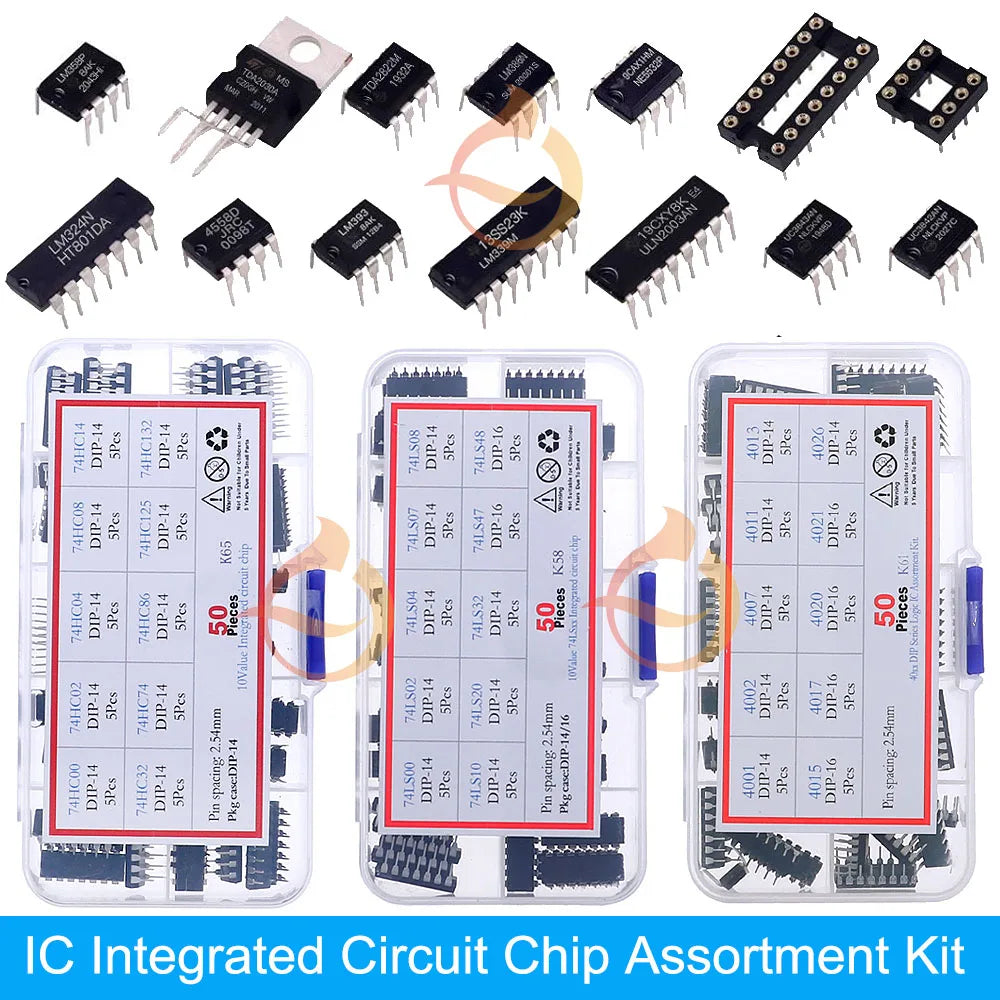 IC Integrated Circuit Chip Assortment Kit DIP SMD series 74HCXX 74LSXX CD4000 Common CMOS Logic IC Sockets set DIY Mix Pack