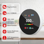 Combination Gas&Carbon Monoxide Detector 4-in-1 Natural Gas Leak&CO Alarm with Temperature&Humidity for Home security protection