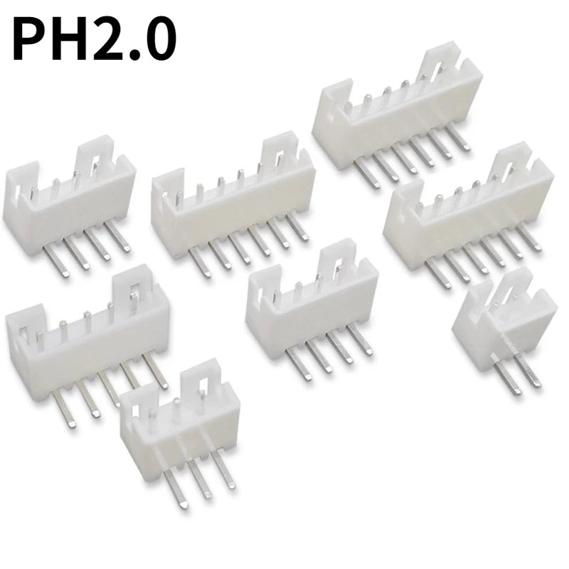 50PCS PH2.0 Curved needle Pin Header Connector 2P 3P 4P 5P 6P 7P 8P 9P 10P 12Pin 2.0mm Pitch Right Angle Socket PH For PCB jst