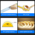 12V 24V Waterproof COB LED Strip Light 3000K 4000K 6000K IP67 Flexible Led Tape 480LEDs/m 5m 10m 20m 0.5m 1m 2m Linear Lighting