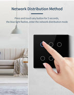Tuya WiFi Smart Switch Brazil Standard 4x4 Size Touch Sensor 4/6/8 Gang Wall Light Switch Voice Control By Alexa Google Home