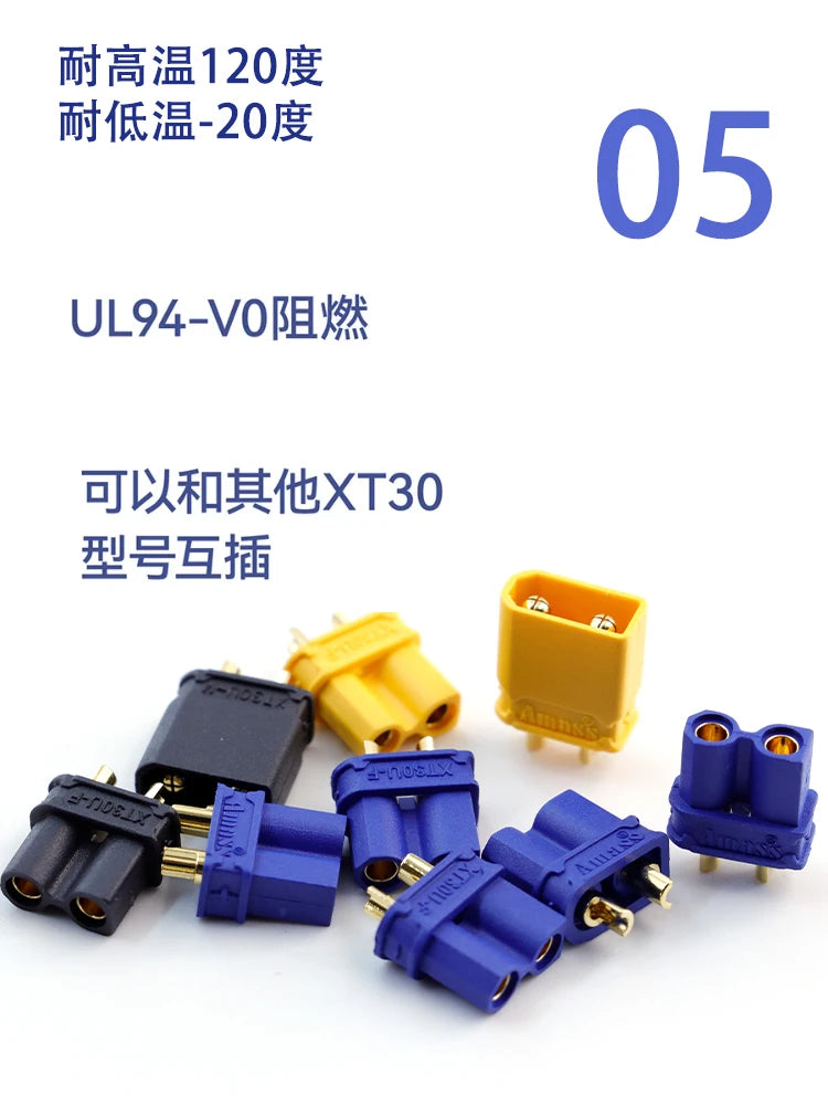 Amass XT30 XT60 XT90M/F Connector High Current Male/Female Lithium Battery Charging Gold Plated Plug