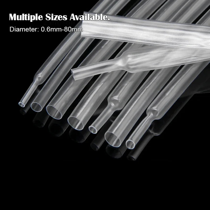 1-25M 2:1 Heat Shrink Tube Clear Dia 1mm ~ 80mm Polyolefin PE DIY Cable Repair Shrinkable Tubing Case Sleeve Wire Sheath Wrap