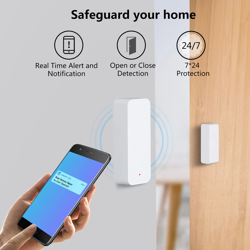 Tuya Wifi Door Sensor Window Entry Sensor Security Burglar Magnetic Sensor Alarm Smart Life Work With Alexa Google Home