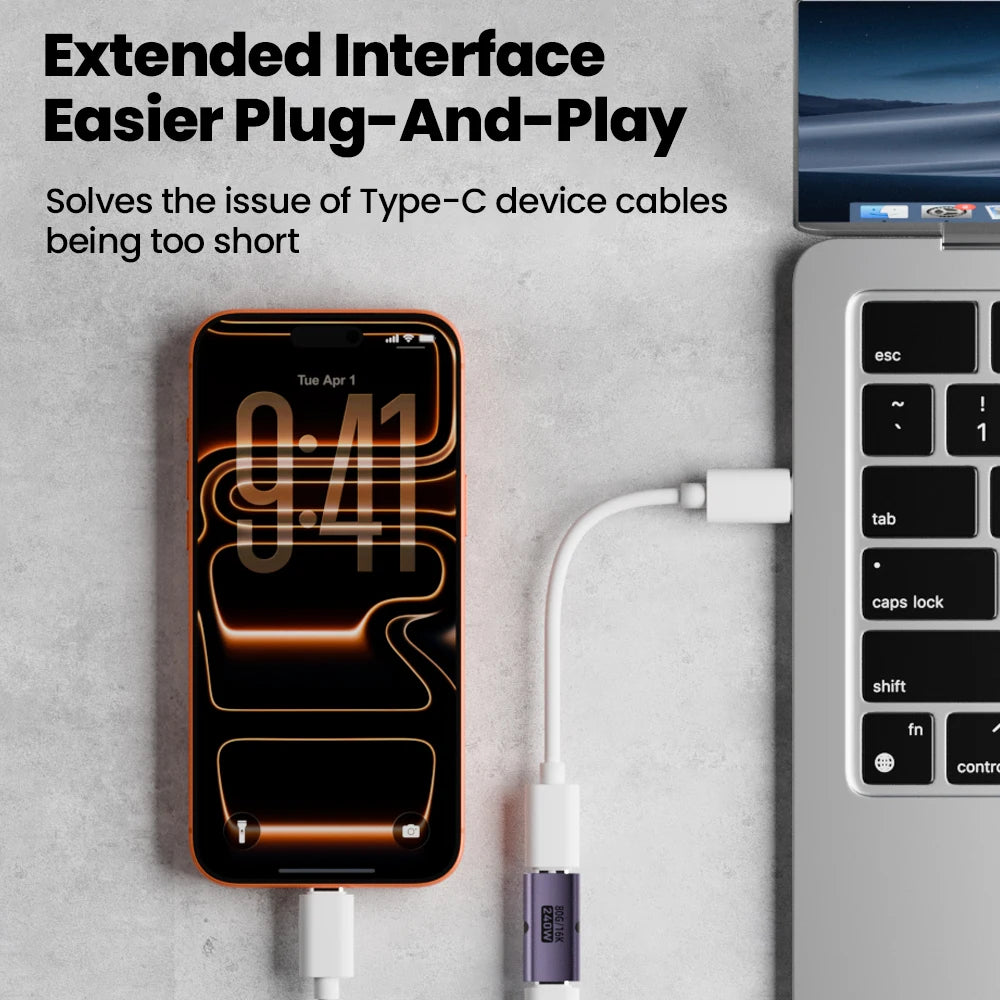 Type C Female To Type C Female Adapter USB 4.0 80Gbps High-Speed Transmission PD3.1 Fast Charging for iPhone 15 16 17 iPad