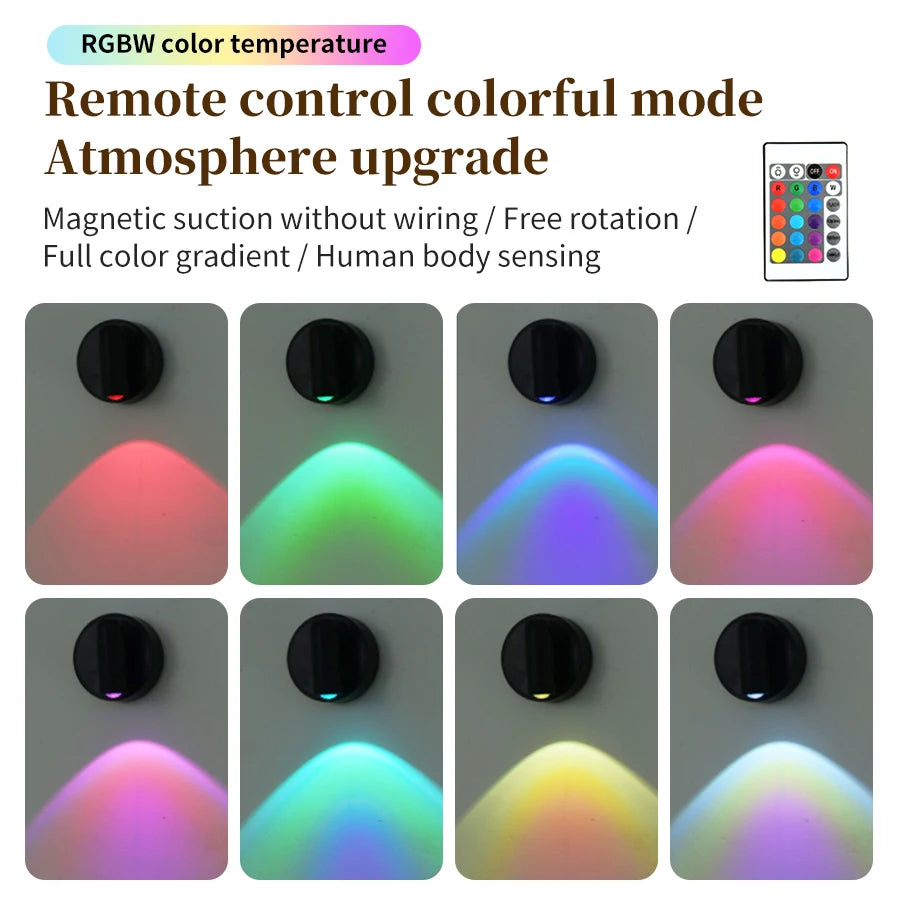 Motion Sensor LED Night Light Rechargeable Cordless Wall Lamp with Remote Control Touch Dimmable Magnetic Spotlight for Hallway