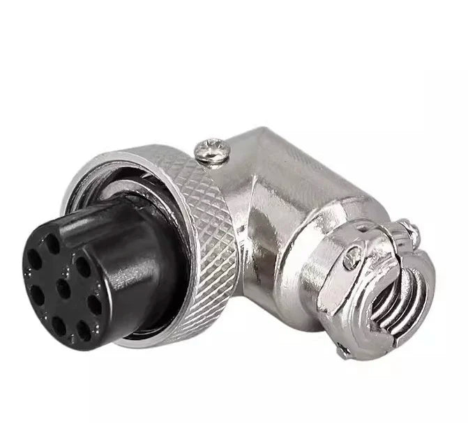 90 Degree Right Angle GX16 Aviation Connector, 2‑8 Pin L‑Shape Male Female Circular Plug Socket for Industrial Equipment