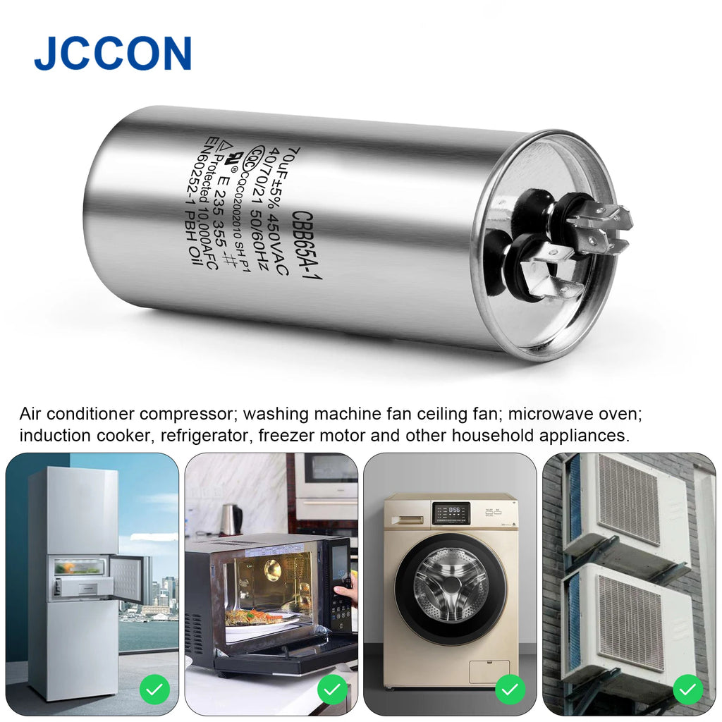 2Pcs CBB65 Motor Capacitor Air Conditioner Compressor Start Capacitor 450V AC 5UF 6UF 15uF 20uF 25uF 30uF 35uF 40uF 45uF 50uF