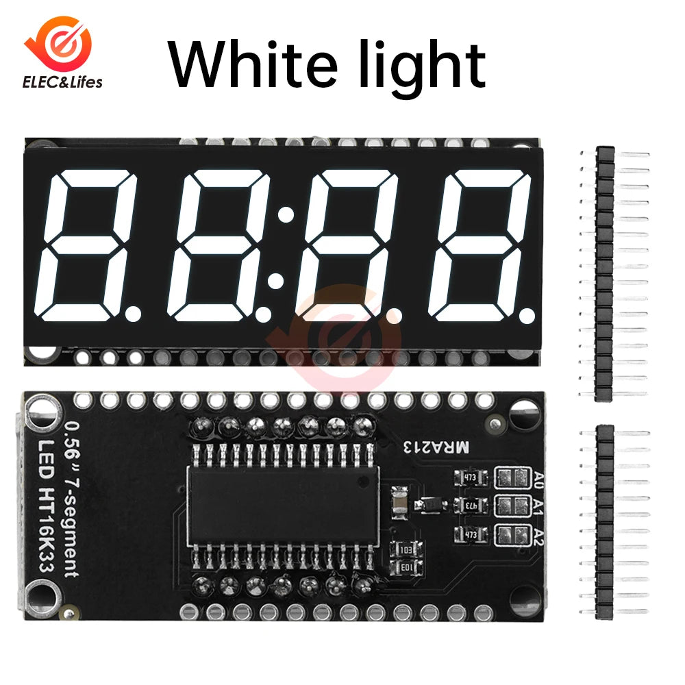 HT16K33 0.56 inch LED Display Module 4 Digit 7 Segment Time Clock Indicator Tube Module Red Blue Green Yellow White for Arduino