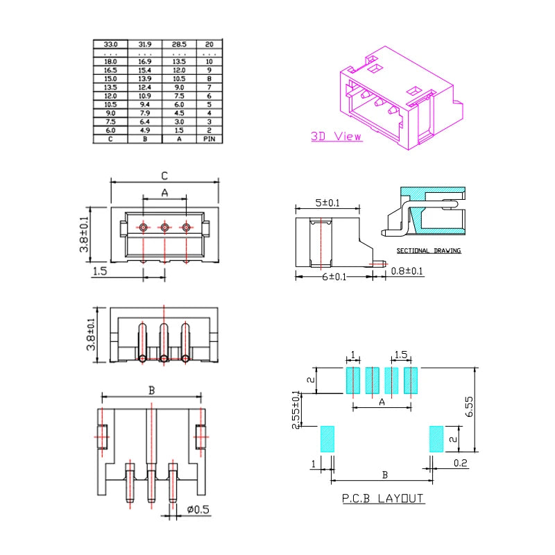 20Pcs JST ZH 1.5mm Pitch SMD Wire-to-Board Connector Header 2/3/4/5/6/7/8/910 Pin Vertical Horizontal Socket